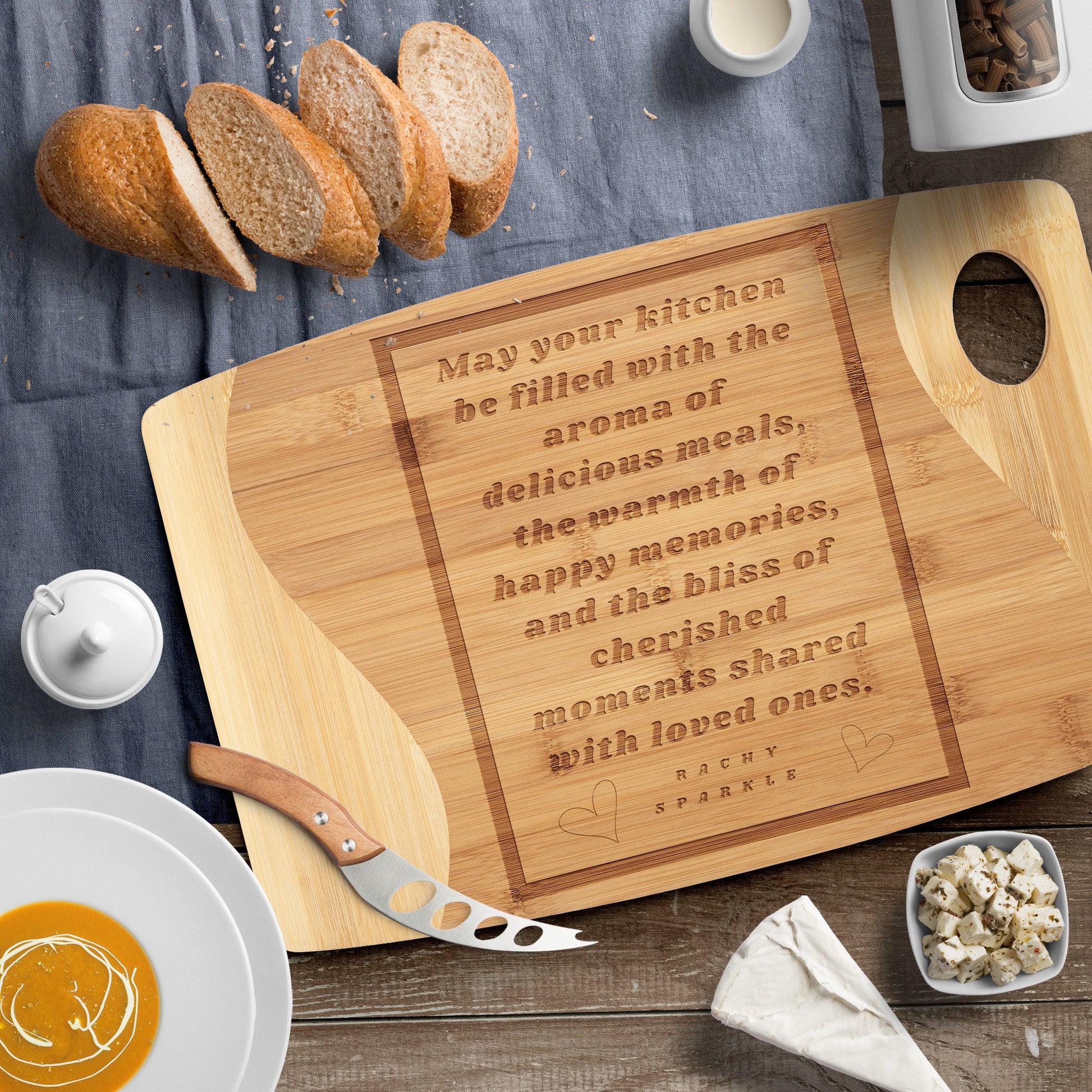 Kitchen Bliss Organic Bamboo Cutting Board, 3 sizes, by Rachy Sparkle
