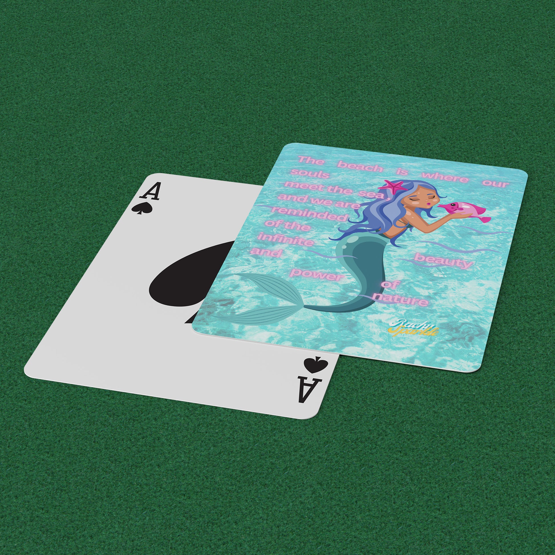 Mermaid Playing Cards "The Beach is Where Our Souls Meet The Sea, & we Are Reminded of The InfiniteBeauty, Rachy Sparkle