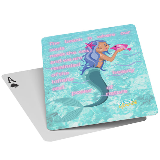 Mermaid Playing Cards "The Beach is Where Our Souls Meet The Sea, & we Are Reminded of The InfiniteBeauty, Rachy Sparkle