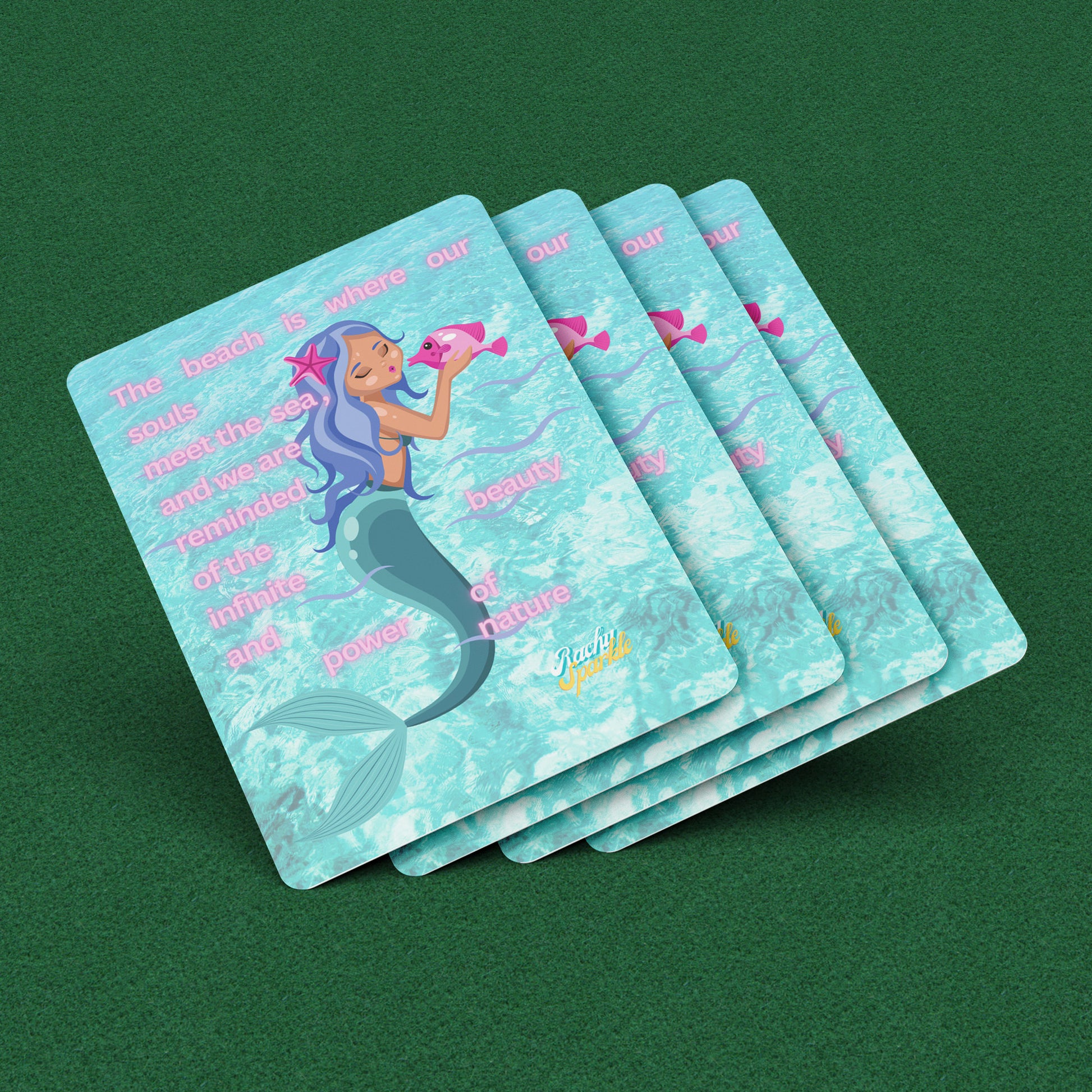 Mermiad Playing Cards "The Beach is Where Our Souls Meet The Sea, & we Are Reminded of The InfiniteBeauty, Rachy Sparkle