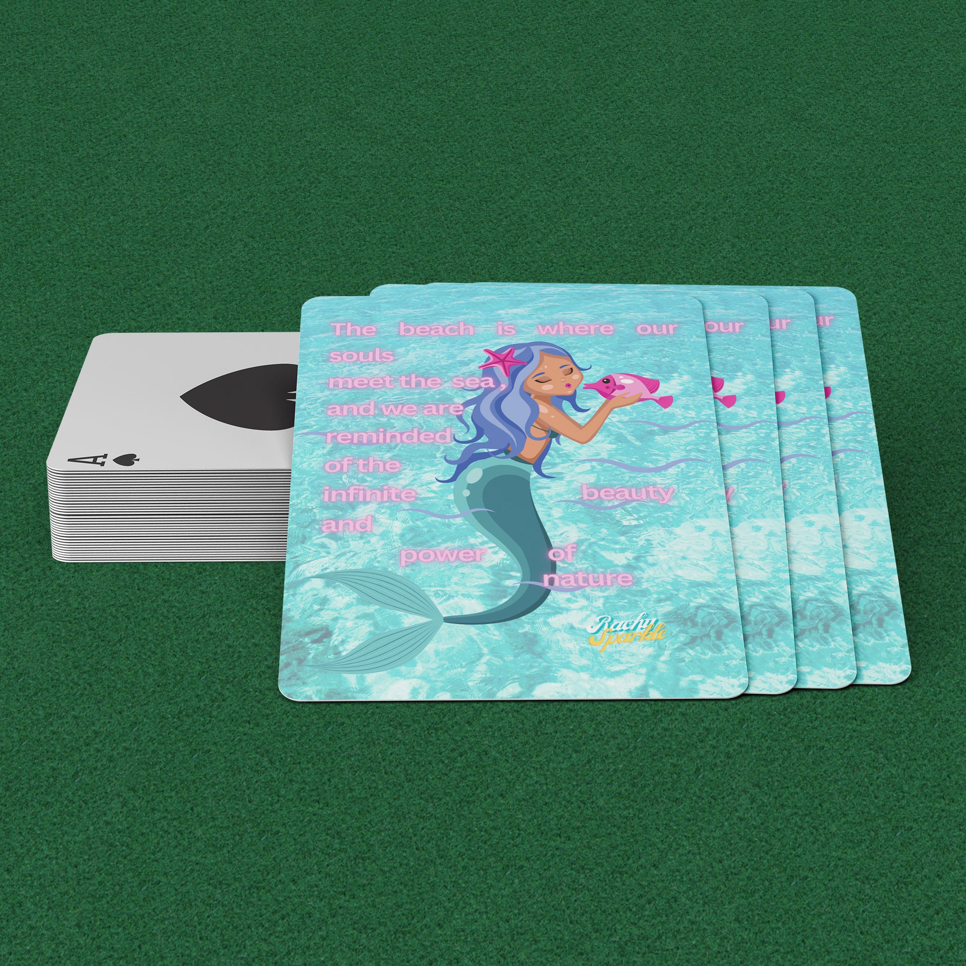 Mermiad Playing Cards "The Beach is Where Our Souls Meet The Sea, & we Are Reminded of The InfiniteBeauty, Rachy Sparkle
