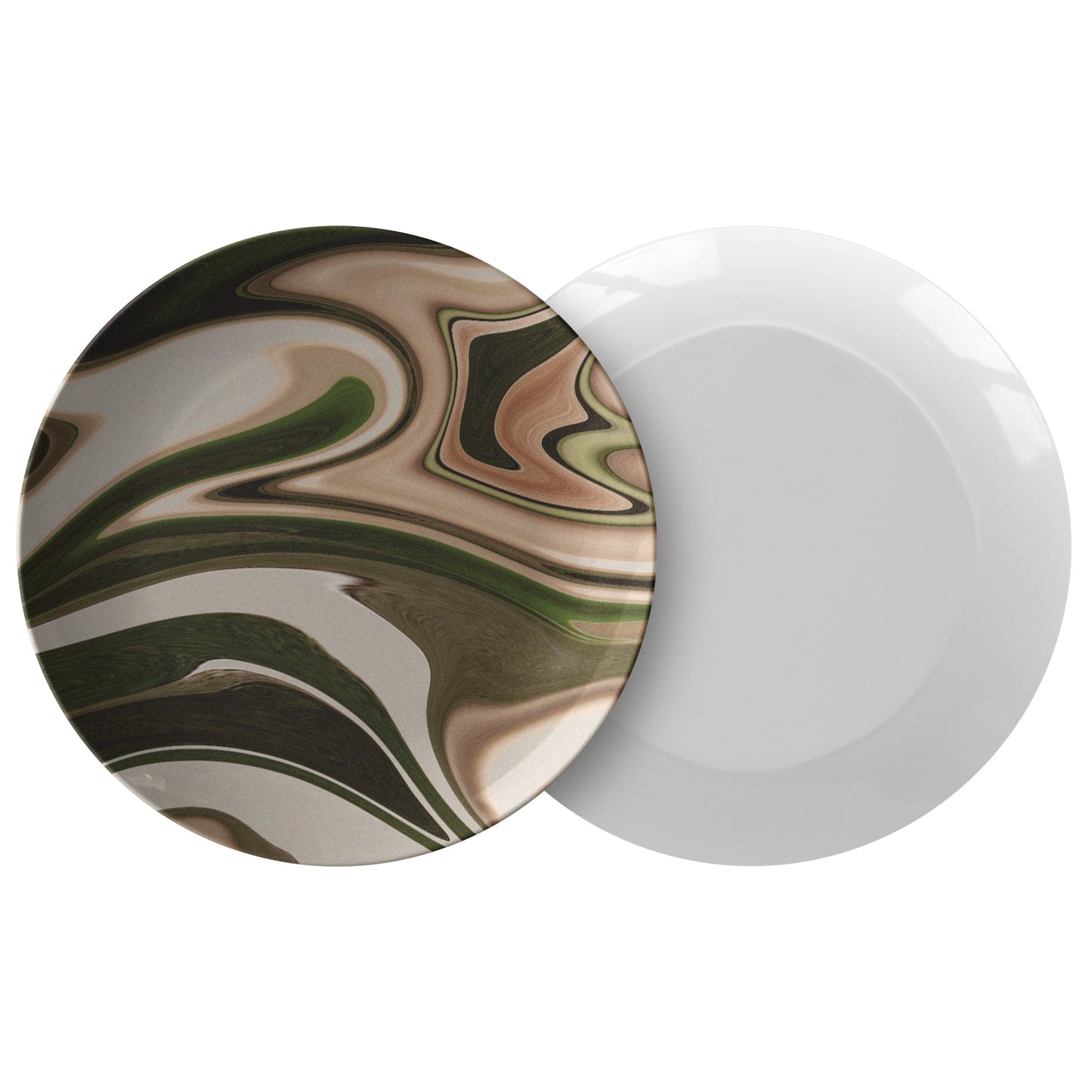Mixed Media Artwork On a Plate, Brown, Black, Cream, Labyrinth, Off White Swirl Pattern, Liquid Luxury Art