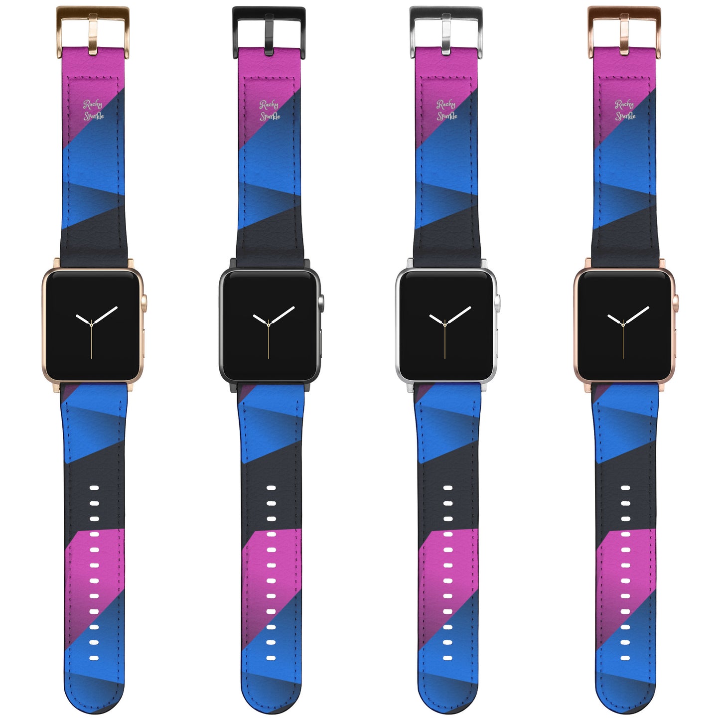 Pink, Blue & Black Geometric Styled watch by Rachy Sparkle