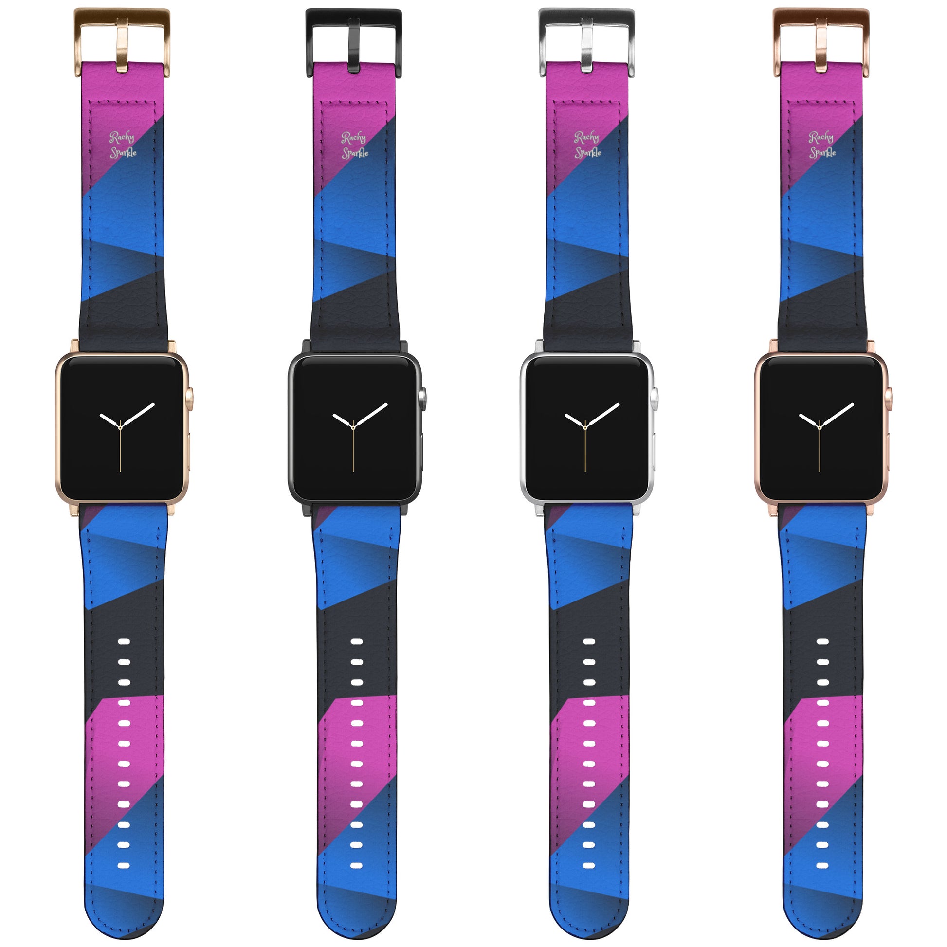 Pink, Blue & Black Geometric Styled watch by Rachy Sparkle