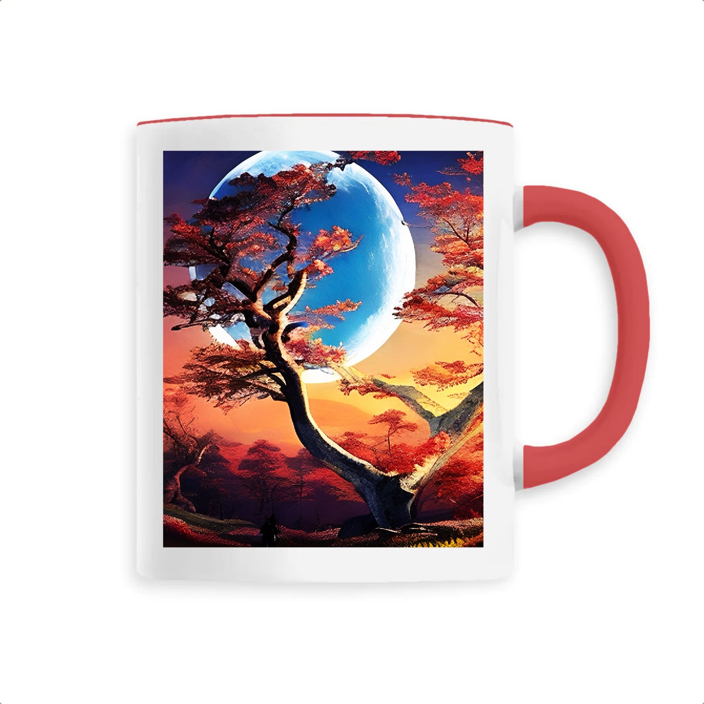 Moon & Tree Ceramic Cup, Mug, Tankard, Earthernware, Pottery, Terracotta