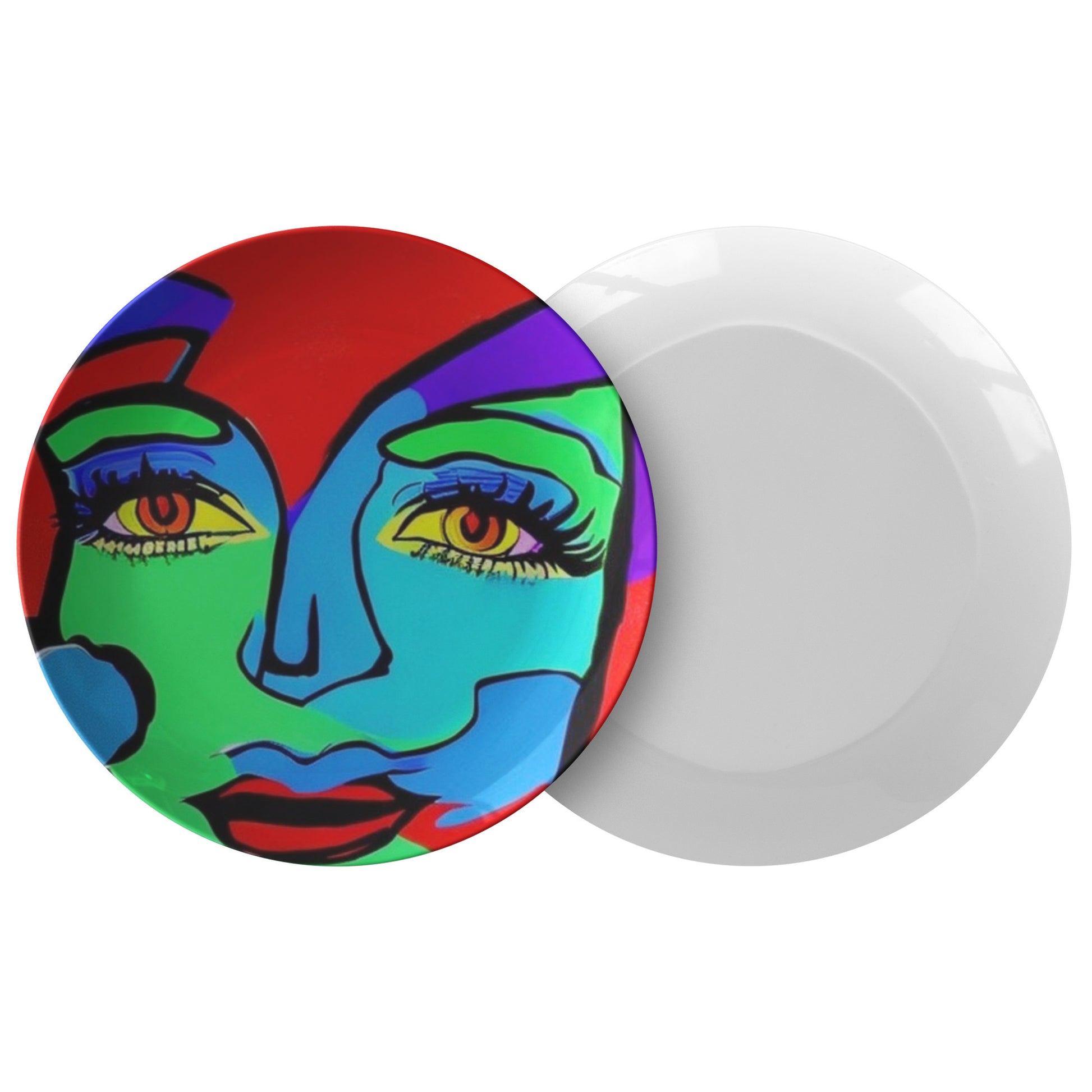 Red Blue Green Pop Art Plate by Rachy Sparkle
