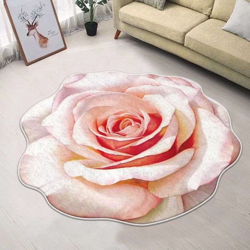 Blue Flower Shaped Carpets for Living Room, Sofa Table, Mat is Water Absorbing & Anti-skid Floor Mat Bedroom Decor Bedroom Rugs