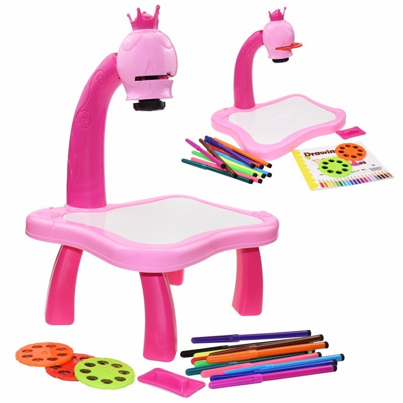 Kids Led Projector Drawing Table Toy Set Art Painting Board Table Light Toy Educational Learning Paint Tools Toys for Children