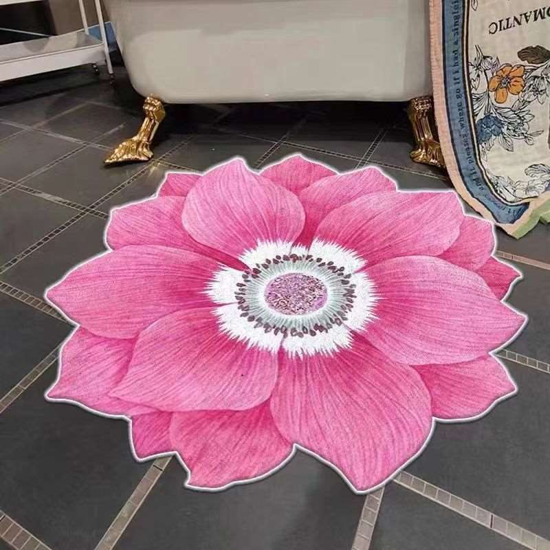 Blue Flower Shaped Carpets for Living Room, Sofa Table, Mat is Water Absorbing & Anti-skid Floor Mat Bedroom Decor Bedroom Rugs