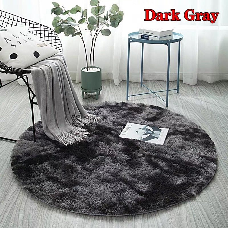 Fluffy Round Rug Carpets for Living Room Decor Faux Fur Rugs Kids Room Long Plush Rugs for Bedroom Shaggy Area Rug Modern Mats