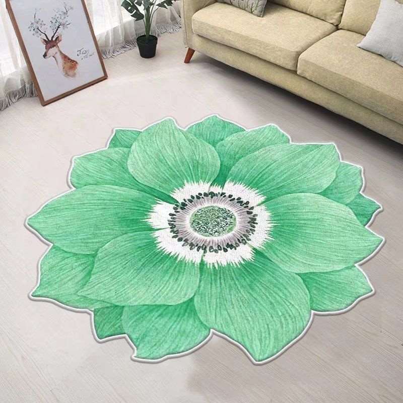 Blue Flower Shaped Carpets for Living Room, Sofa Table, Mat is Water Absorbing & Anti-skid Floor Mat Bedroom Decor Bedroom Rugs