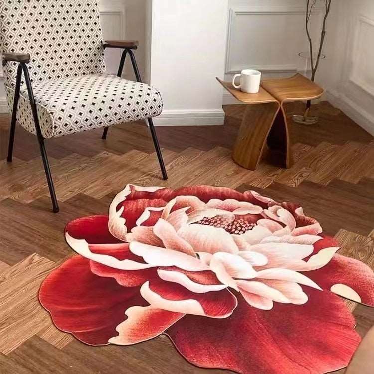 Blue Flower Shaped Carpets for Living Room, Sofa Table, Mat is Water Absorbing & Anti-skid Floor Mat Bedroom Decor Bedroom Rugs