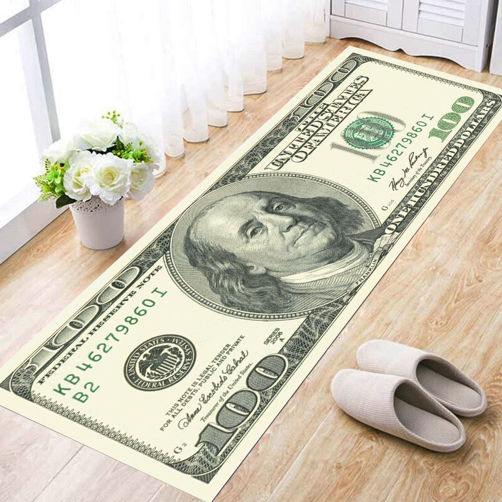 Hallway Entrance Doormat Dollar Money Pattern Living Room Floor Rugs Home Decor Kitchen Absorbent Carpet Anti Slip Bathroom Mat