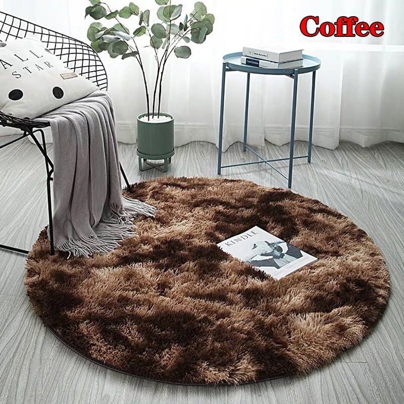 Fluffy Round Rug Carpets for Living Room Decor Faux Fur Rugs Kids Room Long Plush Rugs for Bedroom Shaggy Area Rug Modern Mats