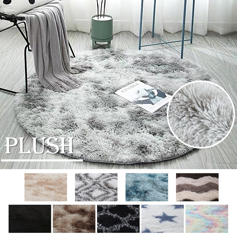 Fluffy Round Rug Carpets for Living Room Decor Faux Fur Rugs Kids Room Long Plush Rugs for Bedroom Shaggy Area Rug Modern Mats