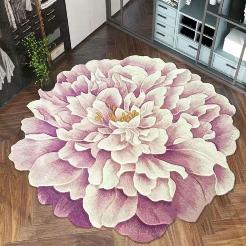 Blue Flower Shaped Carpets for Living Room, Sofa Table, Mat is Water Absorbing & Anti-skid Floor Mat Bedroom Decor Bedroom Rugs