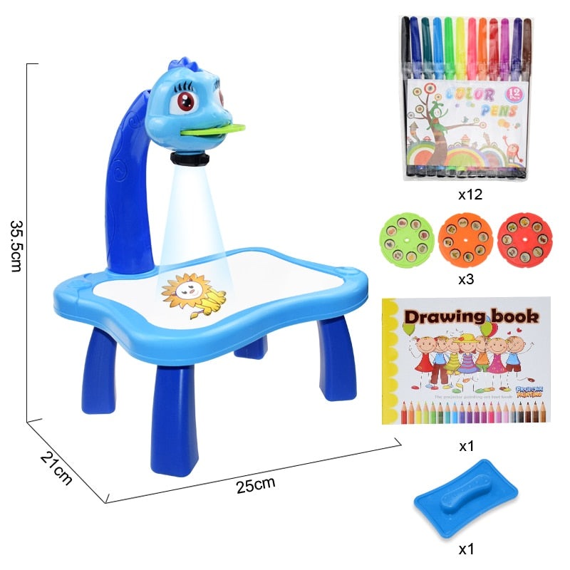 Kids Led Projector Drawing Table Toy Set Art Painting Board Table Light Toy Educational Learning Paint Tools Toys for Children