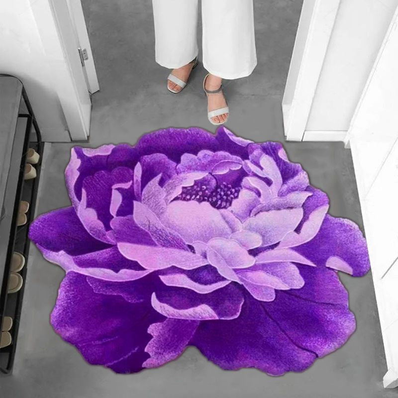 Blue Flower Shaped Carpets for Living Room, Sofa Table, Mat is Water Absorbing & Anti-skid Floor Mat Bedroom Decor Bedroom Rugs