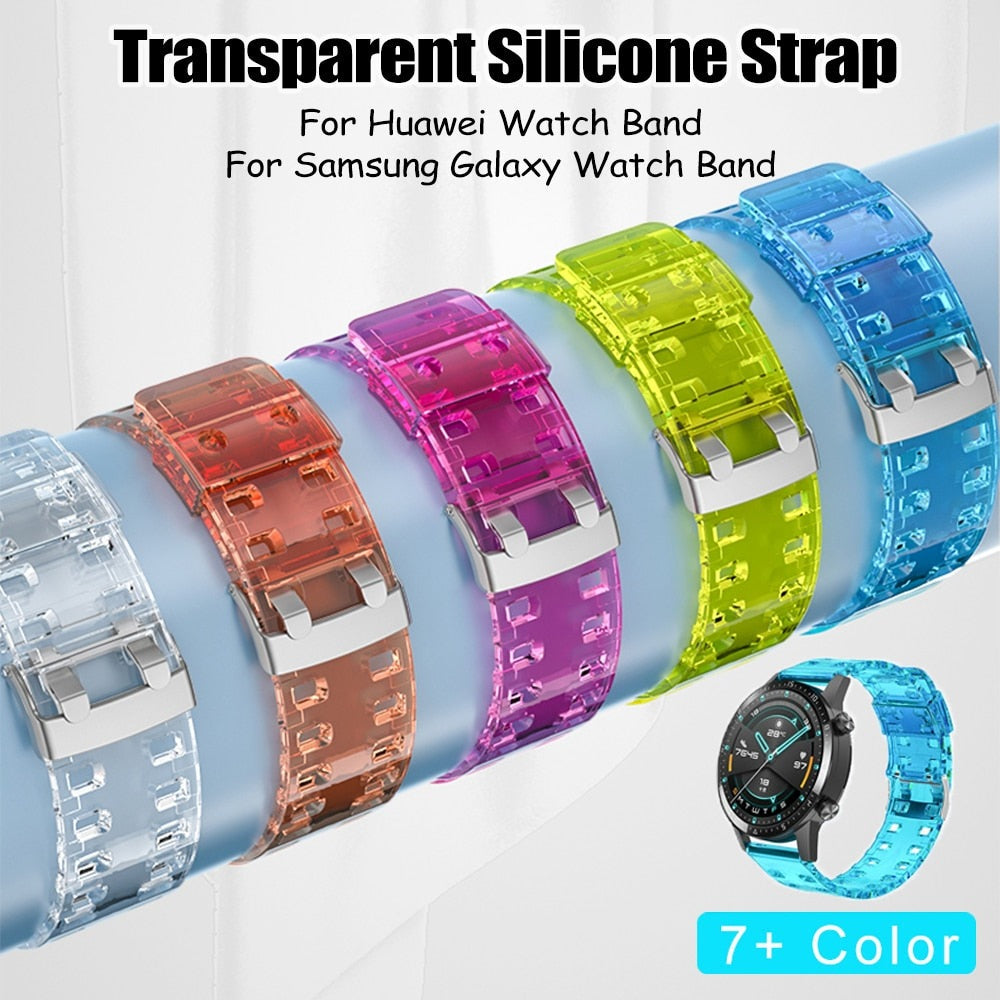 Transparent Silicone Strap for Huawei watch 20mm 22mm GT 2 Replacement 18mm Band for Samsung Galaxy Watch 3 for Honor Watch