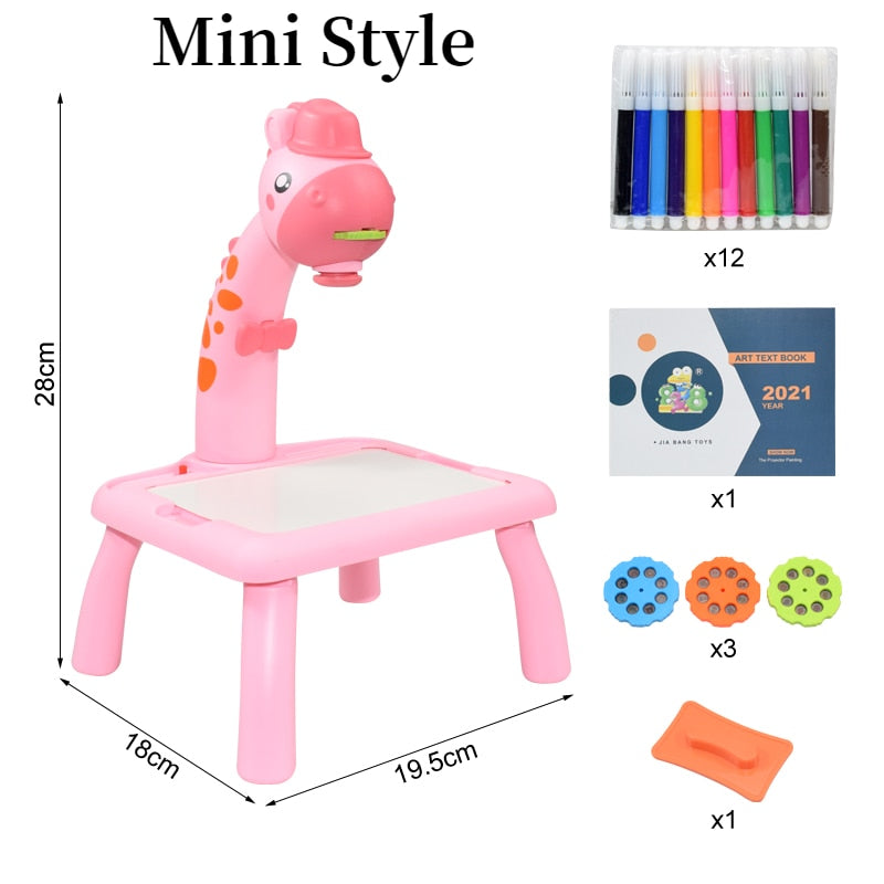 Kids Led Projector Drawing Table Toy Set Art Painting Board Table Light Toy Educational Learning Paint Tools Toys for Children