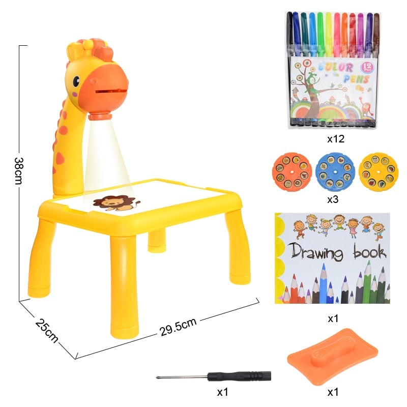 Kids Led Projector Drawing Table Toy Set Art Painting Board Table Light Toy Educational Learning Paint Tools Toys for Children