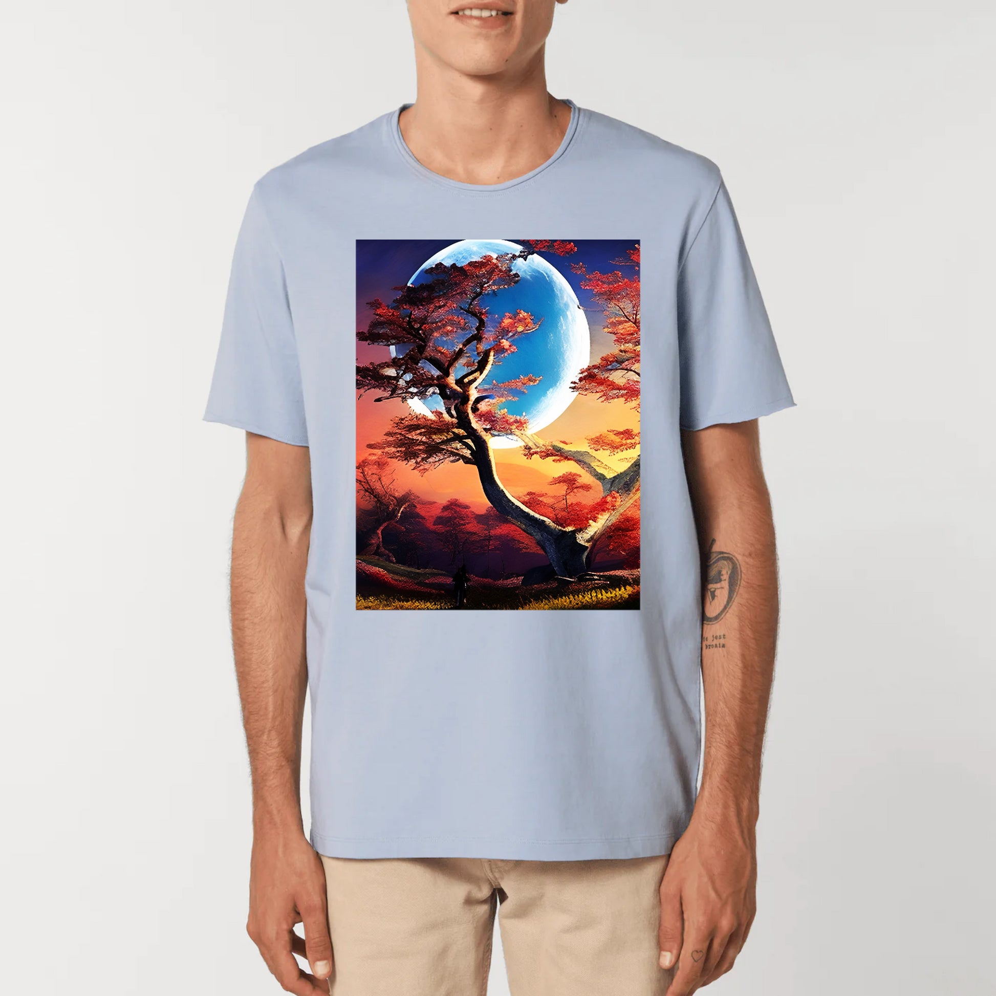 Oranic Cotton T-Shirt -Moon & Tree Design