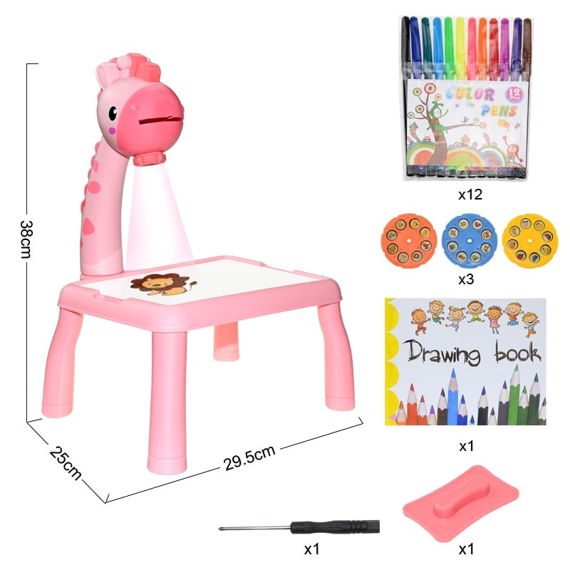 Kids Led Projector Drawing Table Toy Set Art Painting Board Table Light Toy Educational Learning Paint Tools Toys for Children