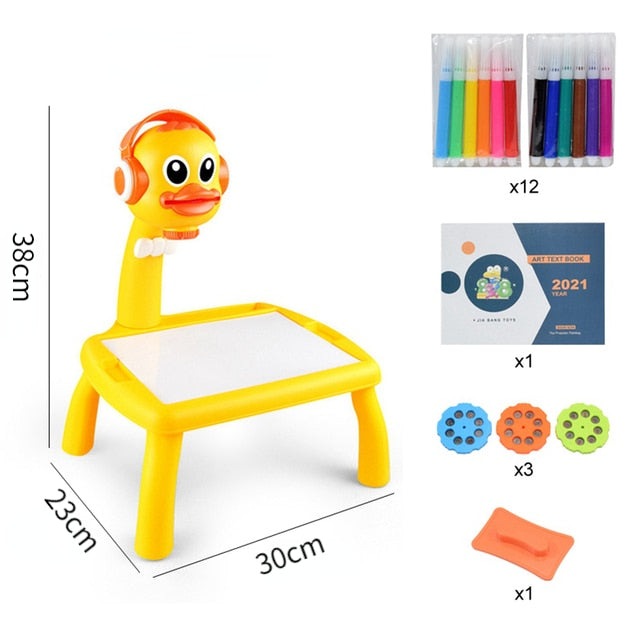 Kids Led Projector Drawing Table Toy Set Art Painting Board Table Light Toy Educational Learning Paint Tools Toys for Children