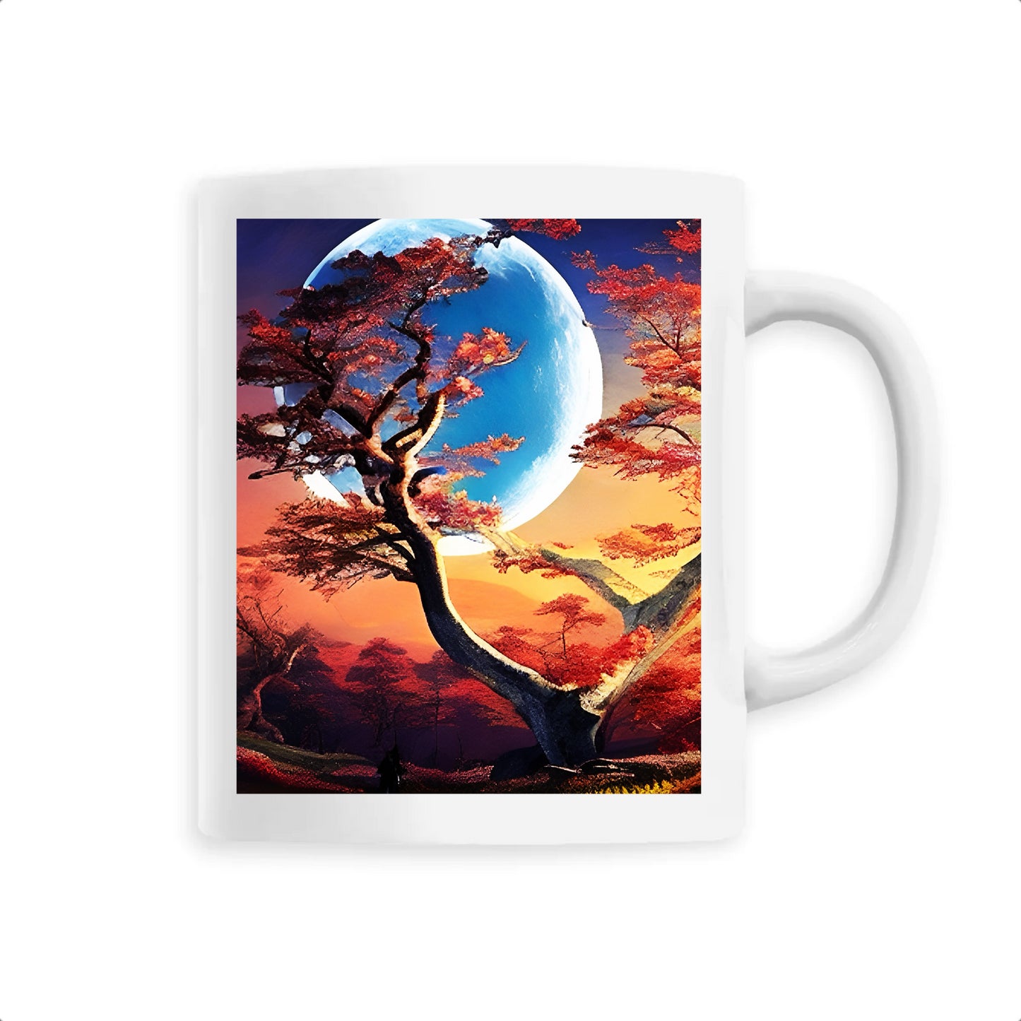 Moon & Tree Ceramic Cup, Mug, Tankard, Earthernware, Pottery, Terracotta