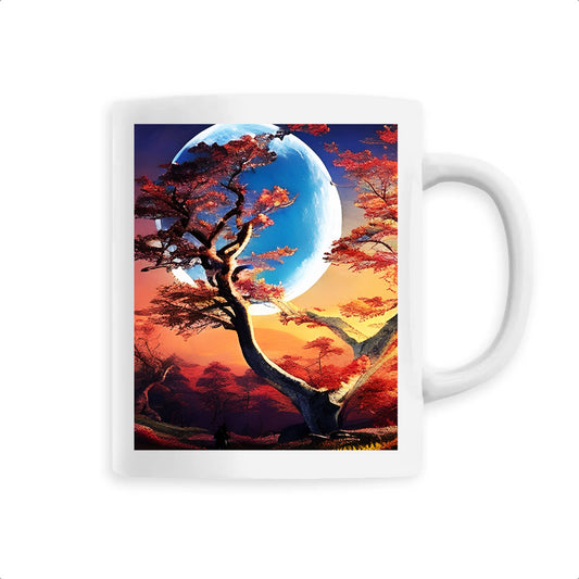 Moon & Tree Ceramic Cup, Mug, Tankard, Earthernware, Pottery, Terracotta