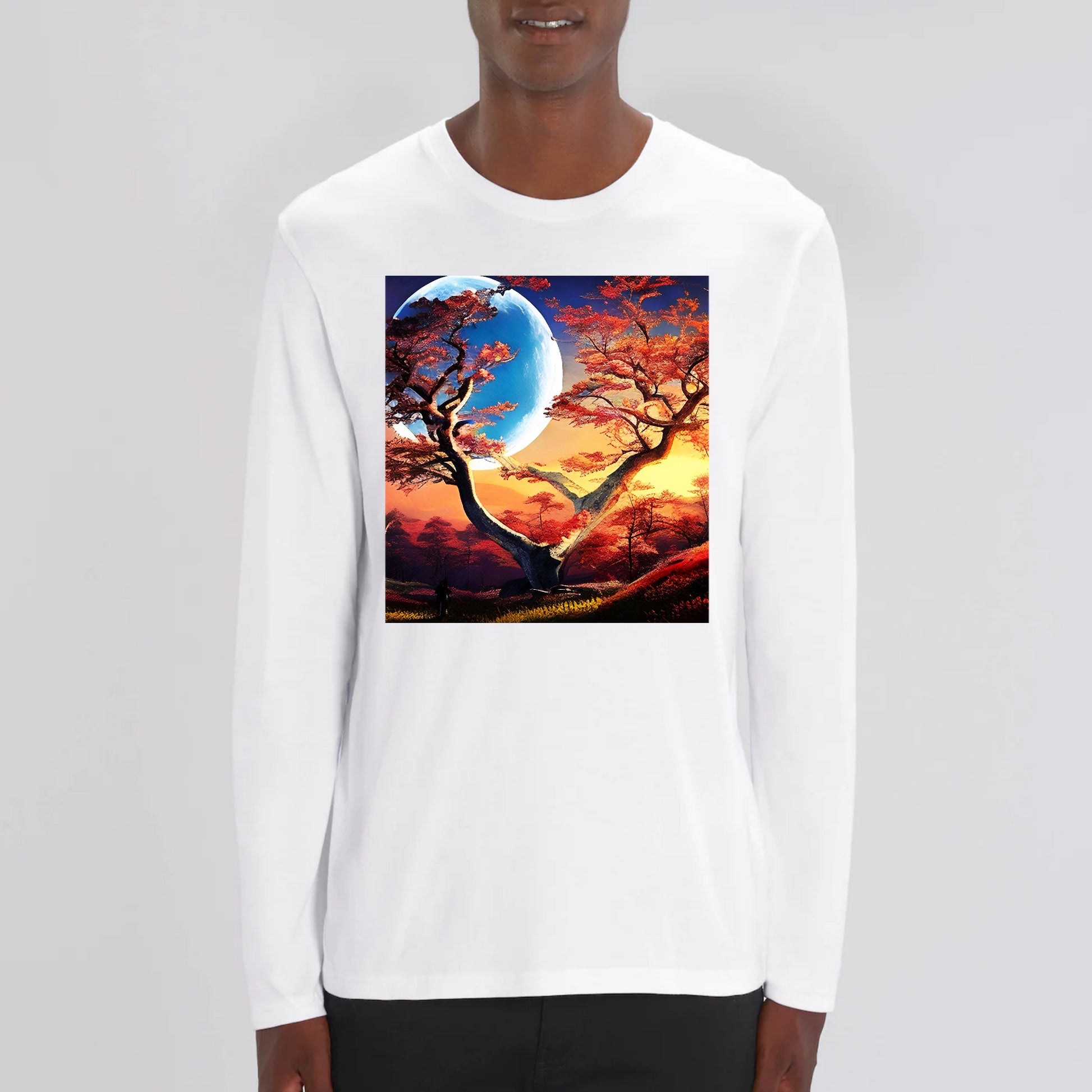 Long Sleeve T-Shirt- Moon & Tree Design