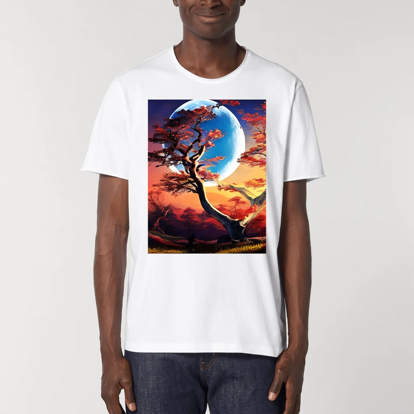 Oranic Cotton T-Shirt -Moon & Tree Design