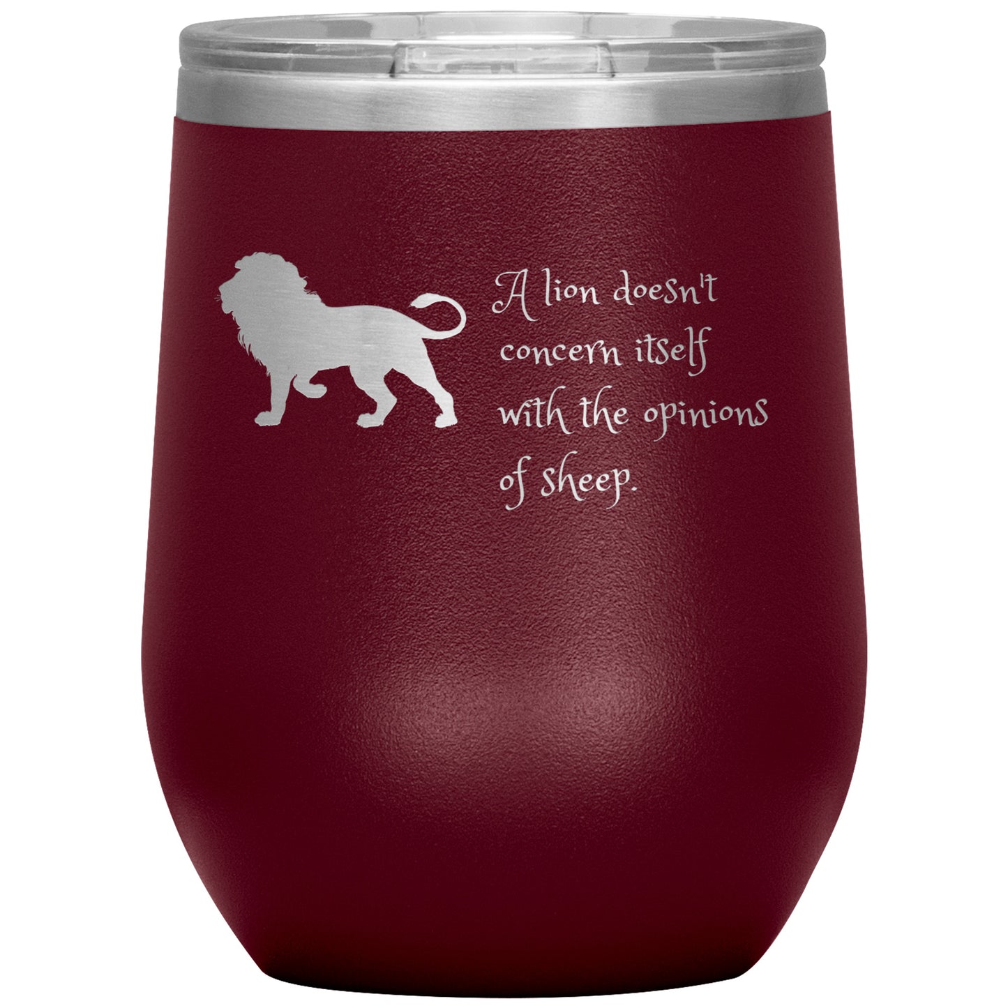 Wine Tumbler Rachy Sparkle "A Lion Doesn't Concern Itself With the Opinions of Sheep."