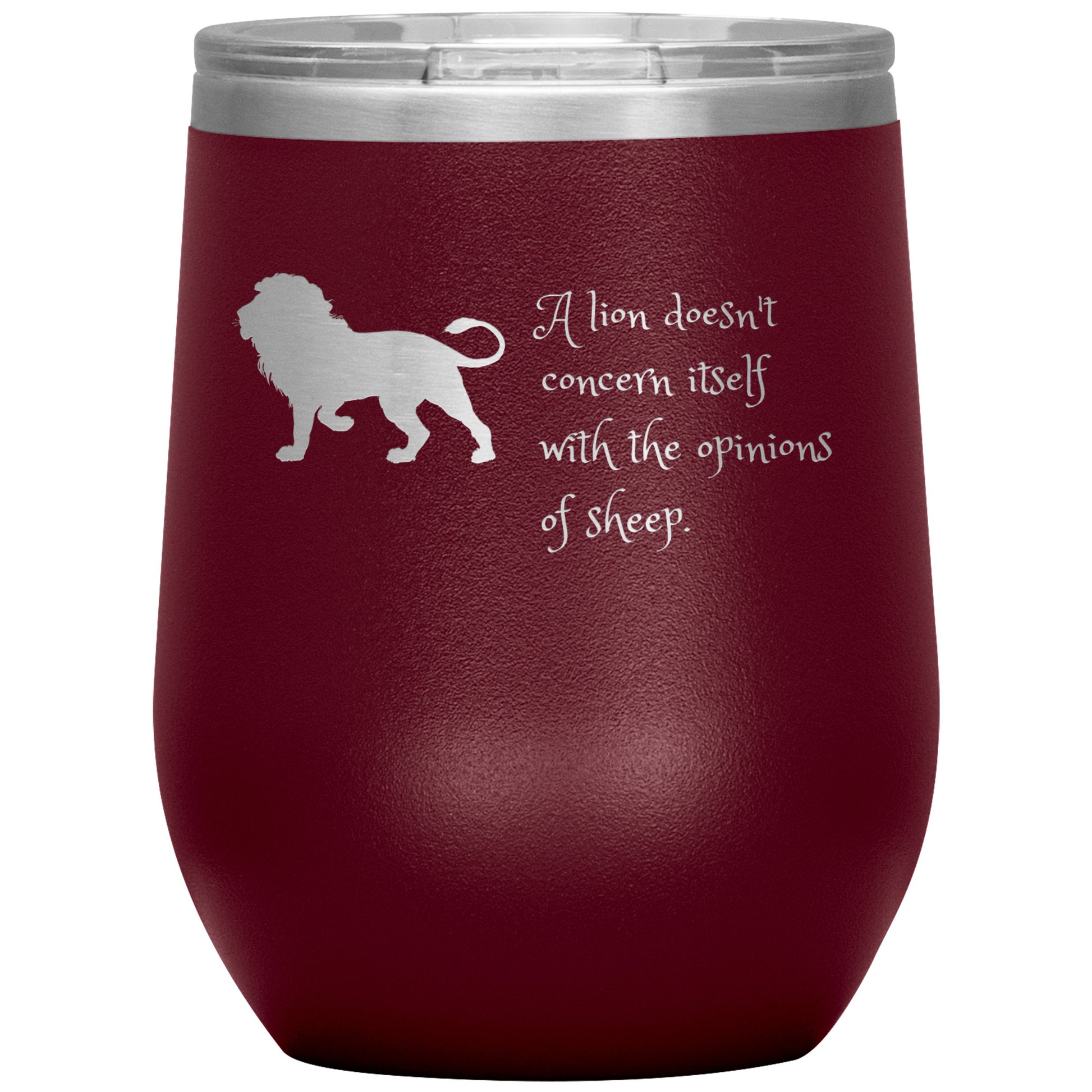 Wine Tumbler Rachy Sparkle "A Lion Doesn't Concern Itself With the Opinions of Sheep."