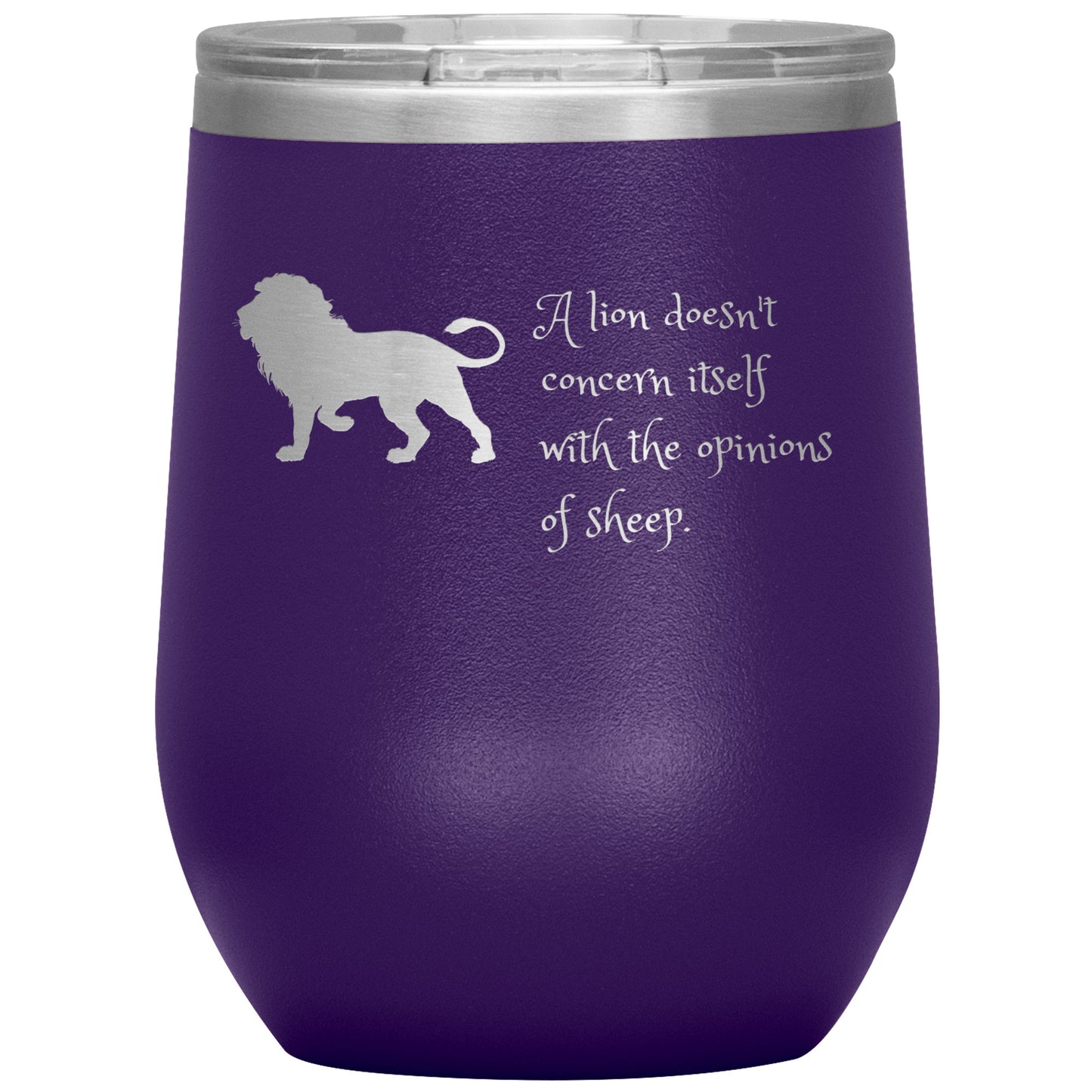 Wine Tumbler Rachy Sparkle "A Lion Doesn't Concern Itself With the Opinions of Sheep."