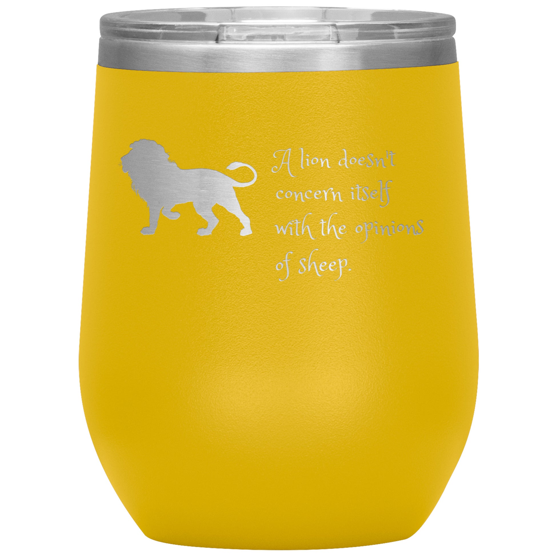 Wine Tumbler Rachy Sparkle "A Lion Doesn't Concern Itself With the Opinions of Sheep."
