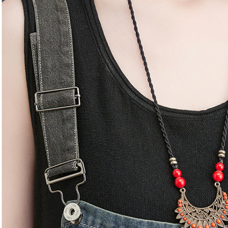 Spring, Summer or fall Denim Big Pockets Overall Jumpsuit Sleeveless