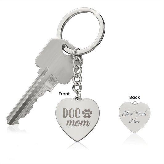 Dog Mom Engraved Heart Keychain By Rachy Sparkle