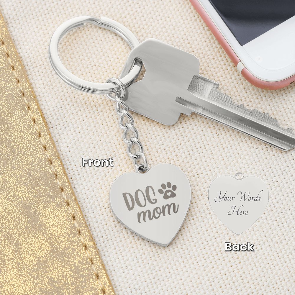 Dog Mom Engraved Heart Keychain By Rachy Sparkle