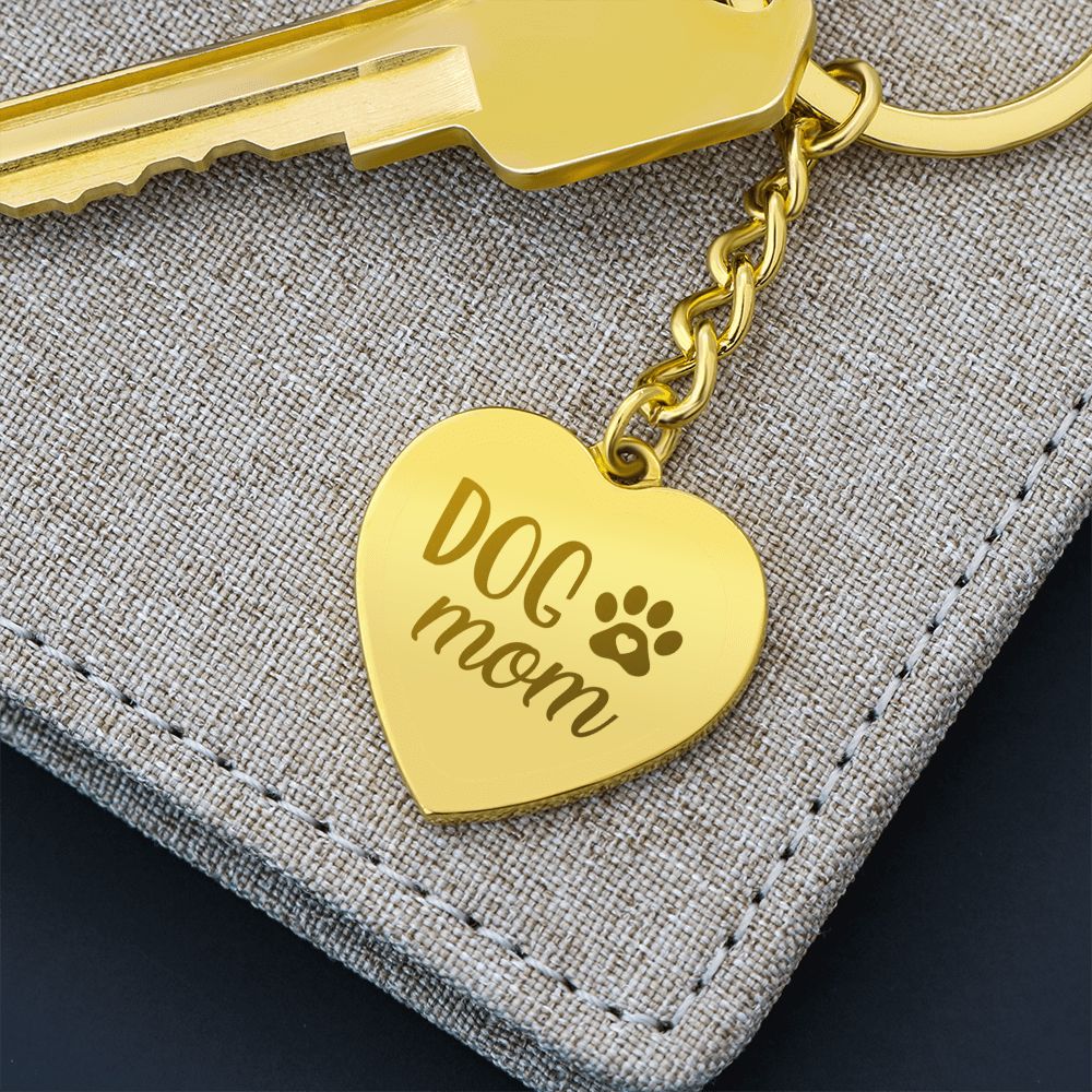 Dog Mom Engraved Heart Keychain By Rachy Sparkle