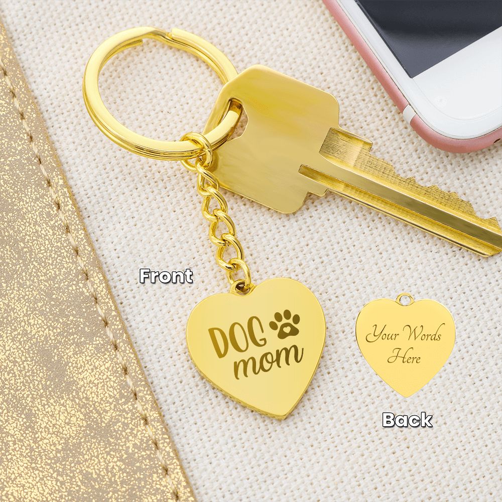Dog Mom Engraved Heart Keychain By Rachy Sparkle
