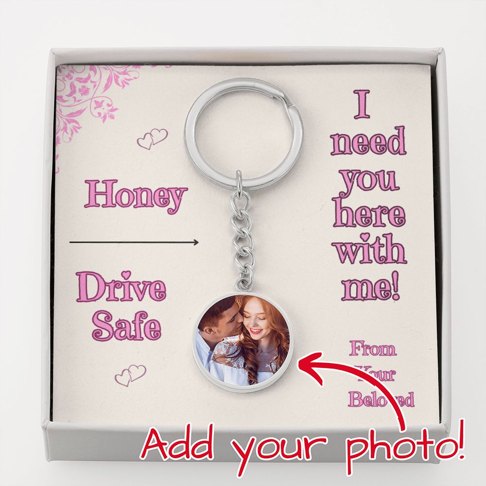 Luxury Circle Photo Keychain, Buyer Uploads a Photo, by Rachy Sparkle