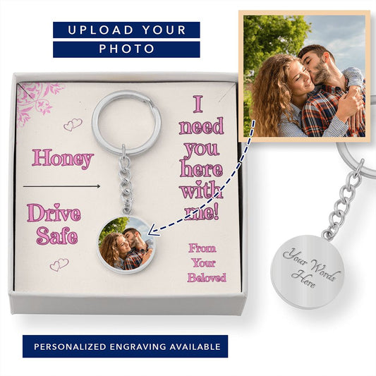 Luxury Circle Photo Keychain, Buyer Uploads a Photo, by Rachy Sparkle