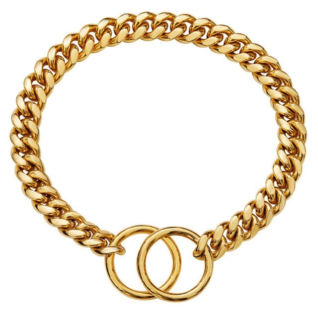 18K Gold Cuban Link Chain Collar for Dogs