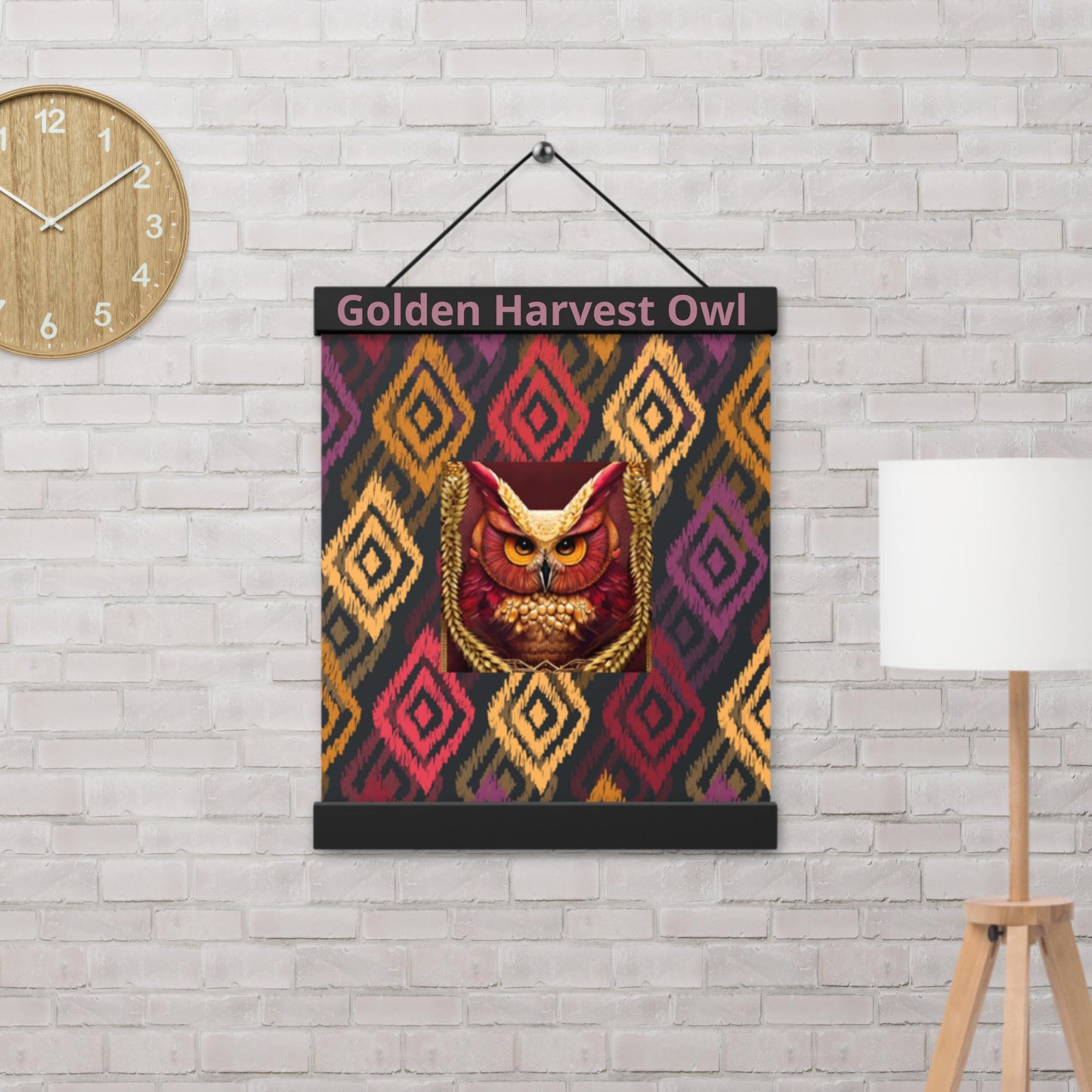 Golden Harvest owl; Poster with hangers