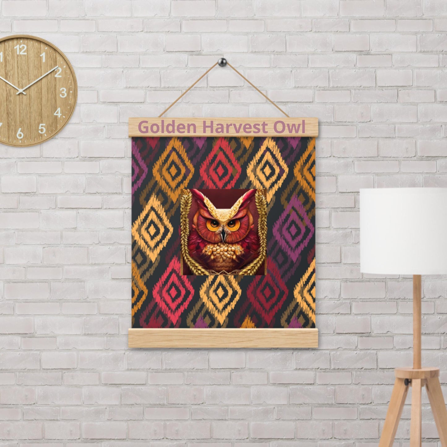 Golden Harvest owl; Poster with hangers