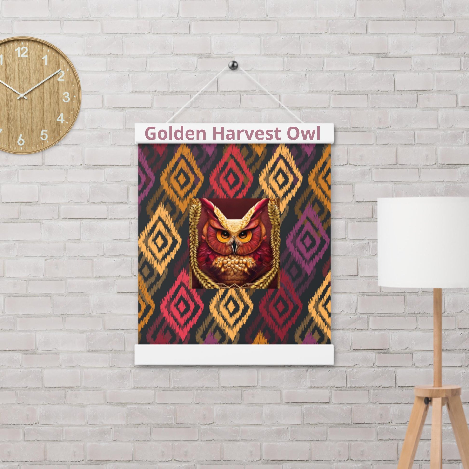 Golden Harvest owl; Poster with hangers