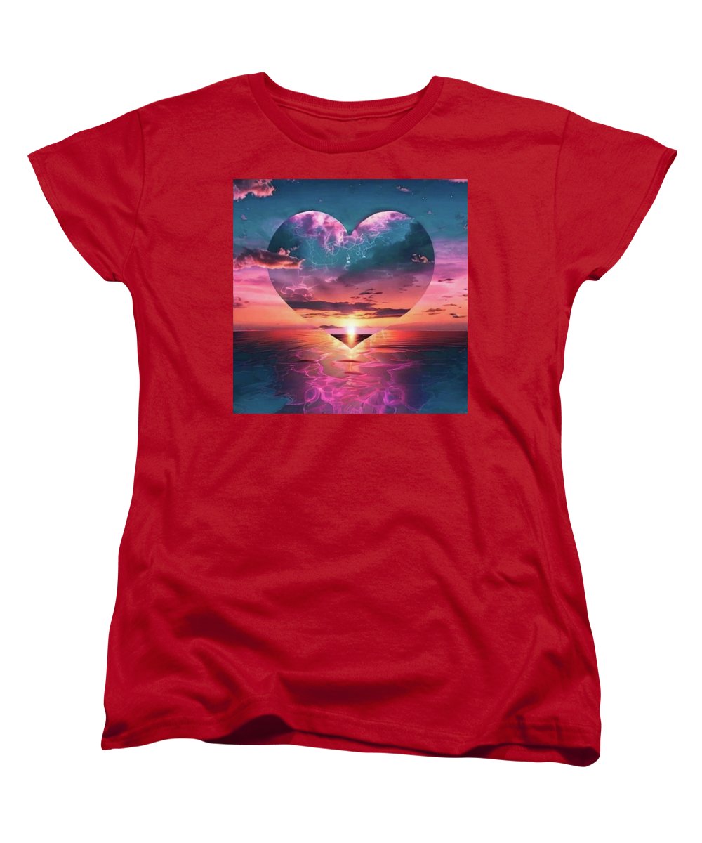 Sunset heart Over the Ocean - Women's T-Shirt Standard Fit