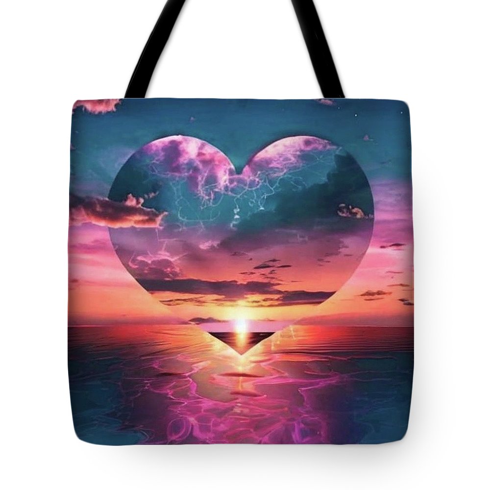 Sunset heart Over the Ocean - Tote Bag