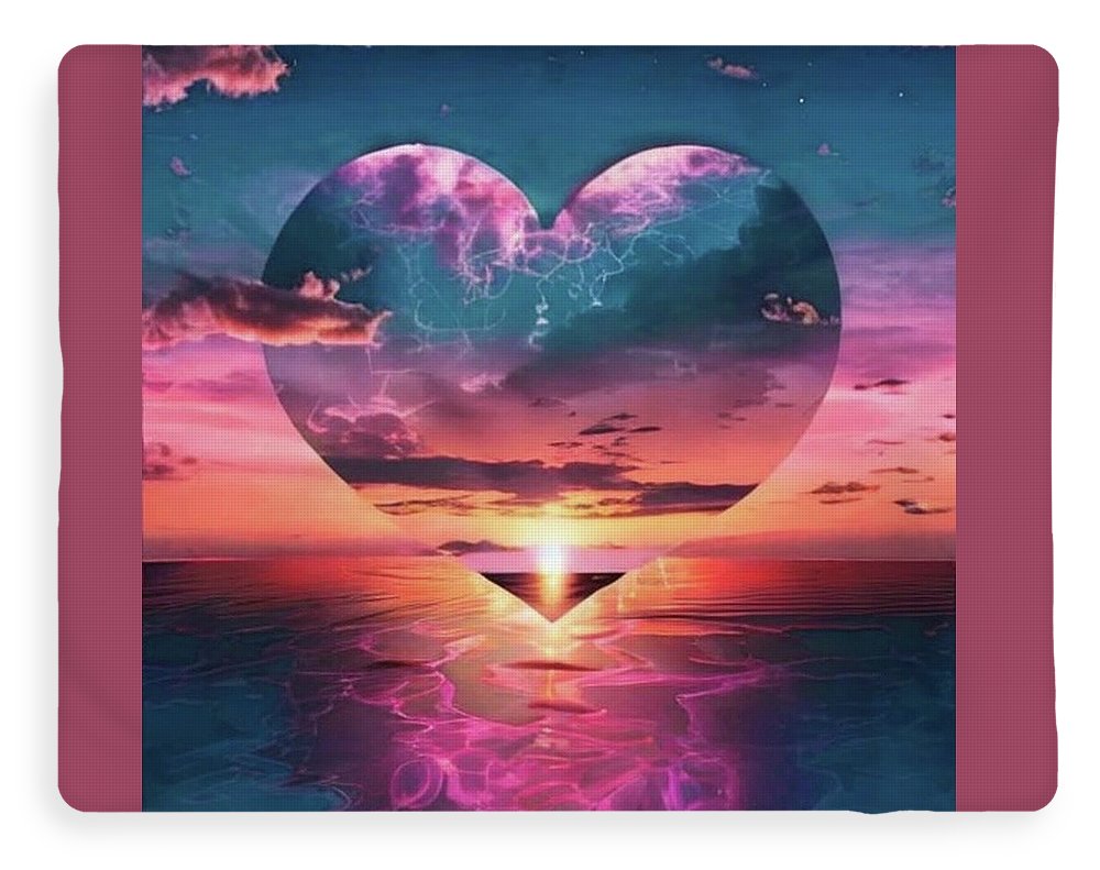 Sunset heart Over the Ocean - Blanket